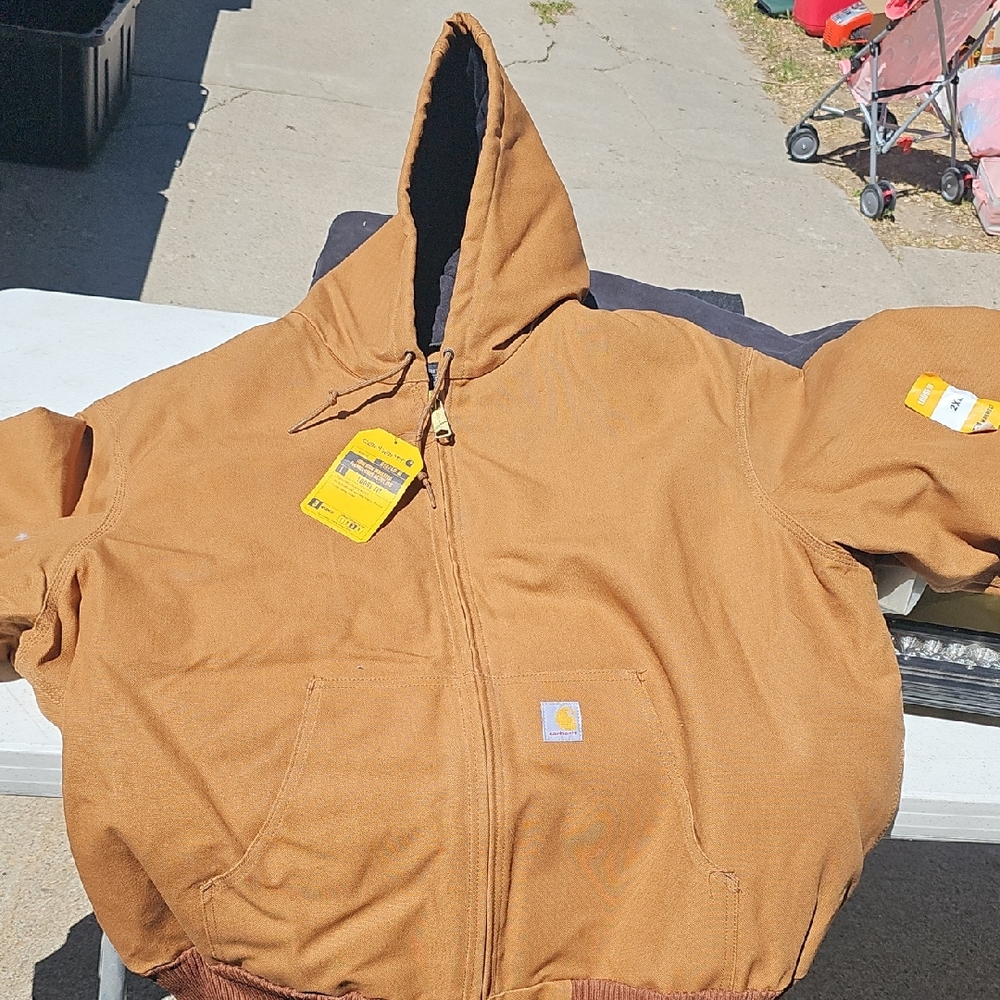 Carhartt Tan Hooded Work Jacket
